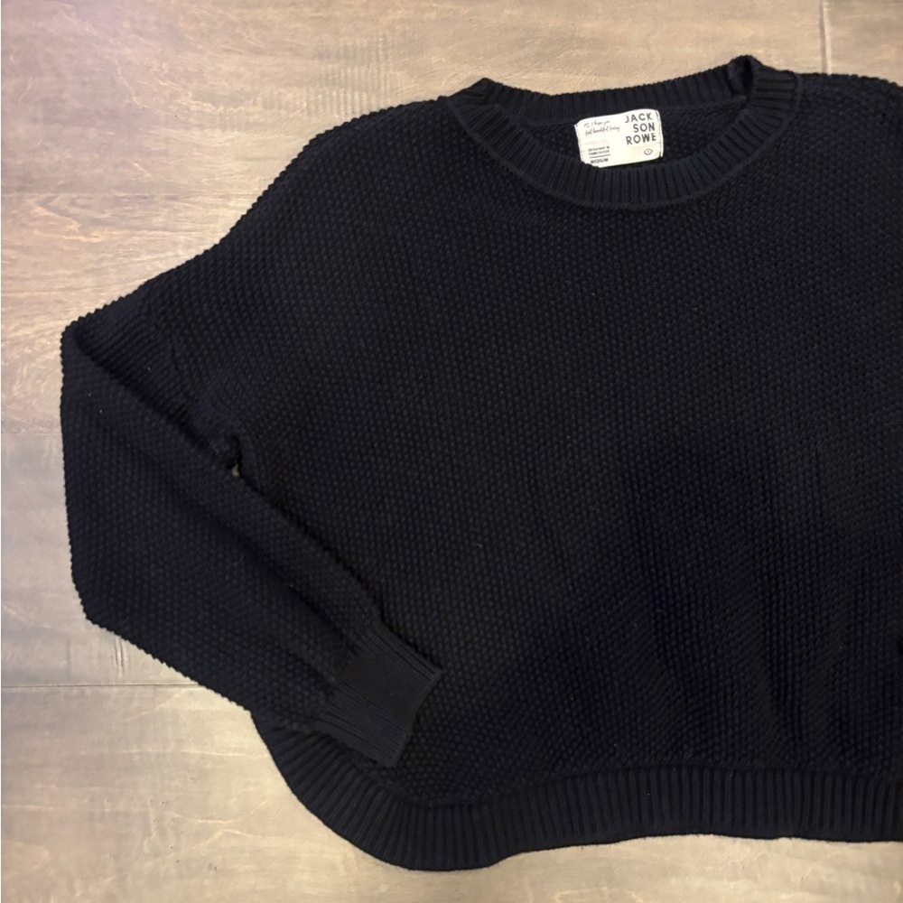 Jackson Rowe Classic Black Crew Neck Sweater 100% Cotton